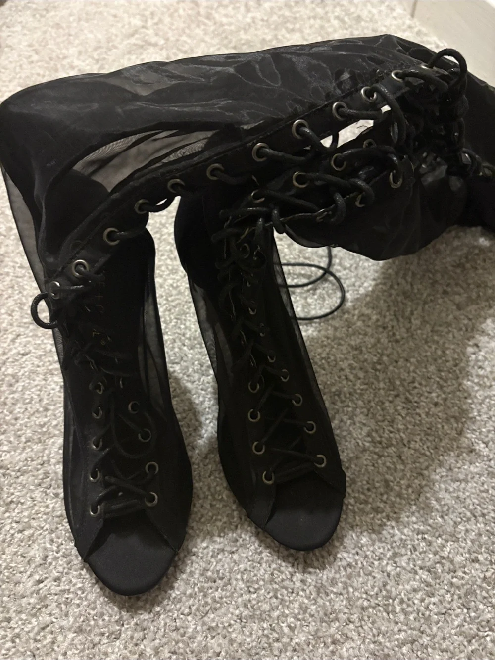 Chase + Chloe Black Lace-Up Over-the-Knee Stiletto Boots